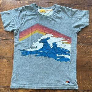 Aviator Nation Kids Gray Wave Graphic T-Shirt surf size 12